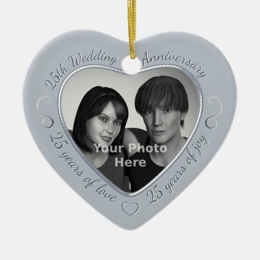25th Wedding Jubileum Foto Keramisch Ornament (Voorkant)