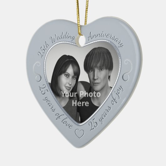 25th Wedding Jubileum Foto Keramisch Ornament (Links)
