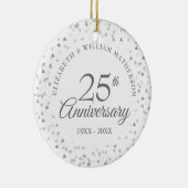 25th Wedding Jubileum Foto Silver Hearts Keramisch Ornament (Rechts)