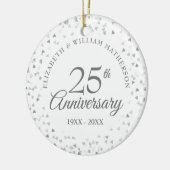25th Wedding Jubileum Foto Silver Hearts Keramisch Ornament (Links)