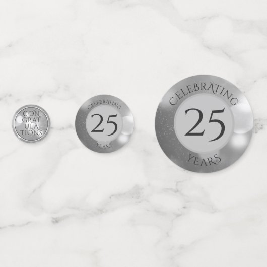 25th Wedding Jubileum Foto Silver Persoonlijk Confetti (Achterkanten)