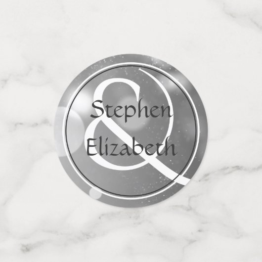 25th Wedding Jubileum Foto Silver Persoonlijk Confetti (Kleine voorkant)