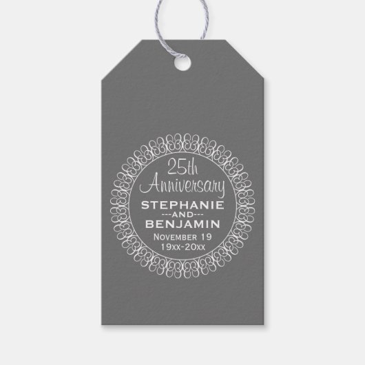 25th Wedding Jubileum Gepersonaliseerd Cadeaulabel (Voorkant)