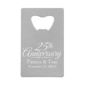 25th Wedding Jubileum Gepersonaliseerd Creditkaart Flessenopener (Voorkant)