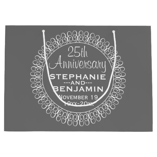 25th Wedding Jubileum Gepersonaliseerd Groot Cadeauzakje (Voorkant)