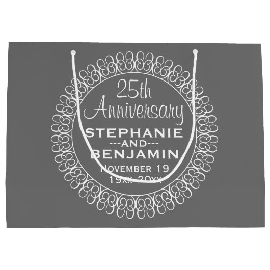 25th Wedding Jubileum Gepersonaliseerd Groot Cadeauzakje (Achterkant)
