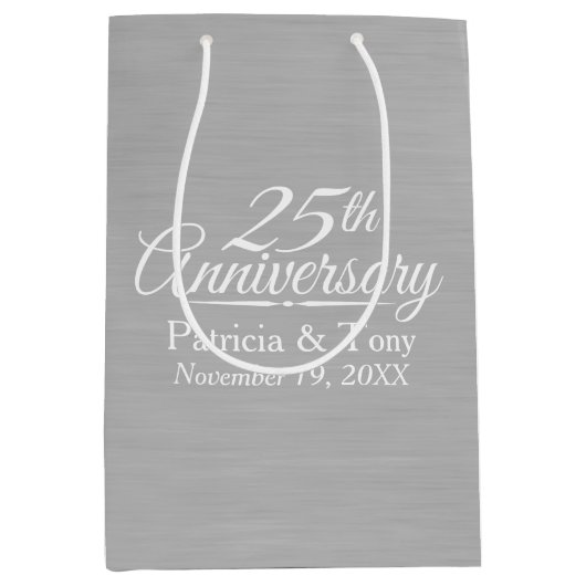 25th Wedding Jubileum Gepersonaliseerd Medium Cadeauzakje (Voorkant)