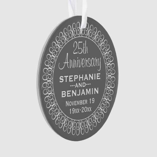25th Wedding Jubileum Gepersonaliseerd Ornament (voorkant)