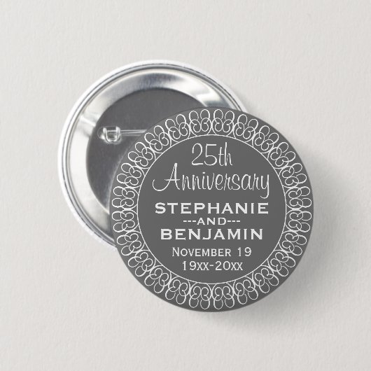 25th Wedding Jubileum Gepersonaliseerd Ronde Button 5,7 Cm (Voorkant /achterkant)