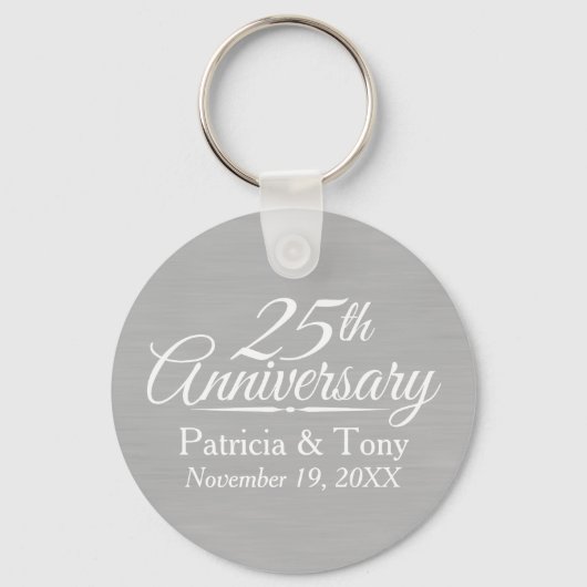 25th Wedding Jubileum Gepersonaliseerd Sleutelhanger (Voorkant)