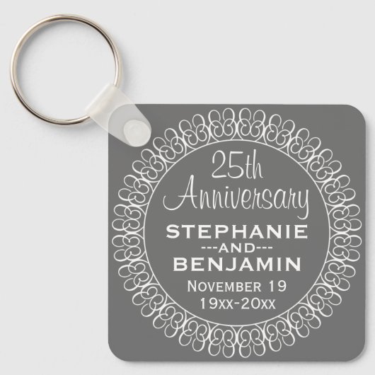 25th Wedding Jubileum Gepersonaliseerd Sleutelhanger (Voorkant)