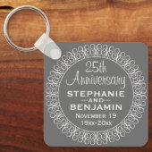 25th Wedding Jubileum Gepersonaliseerd Sleutelhanger (Voorkant)