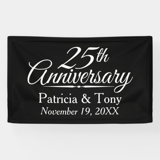 25th Wedding Jubileum Gepersonaliseerd Spandoek (Horizontaal)