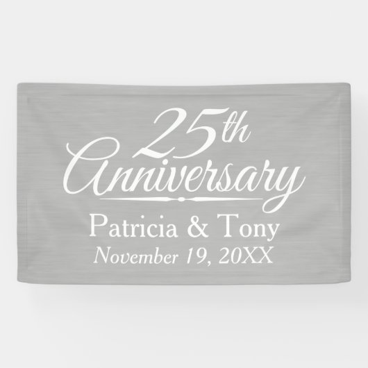 25th Wedding Jubileum Gepersonaliseerd Spandoek (Horizontaal)
