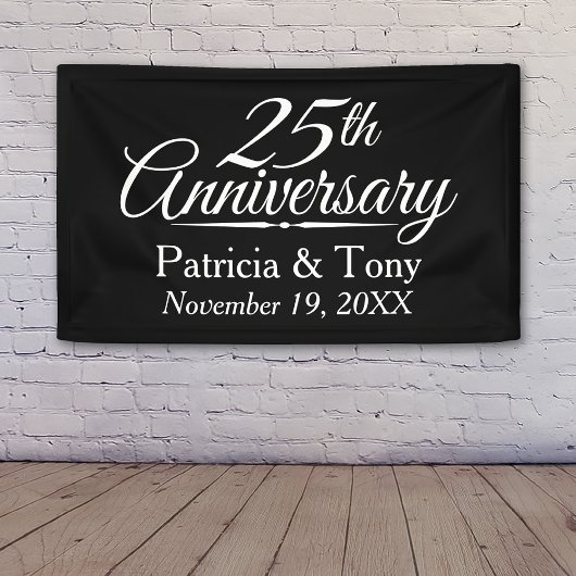 25th Wedding Jubileum Gepersonaliseerd Spandoek