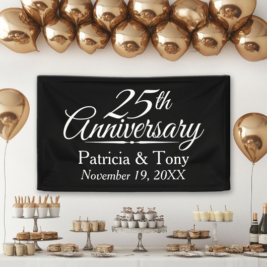 25th Wedding Jubileum Gepersonaliseerd Spandoek