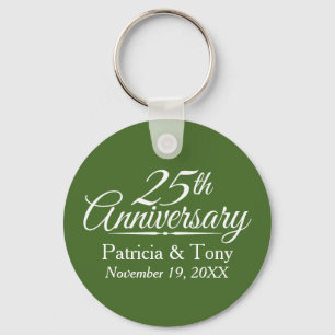 25th Wedding Jubileum Grey Green Sleutelhanger