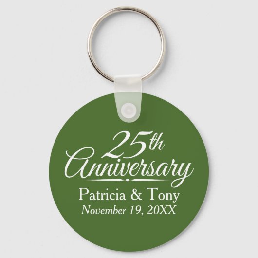 25th Wedding Jubileum Grey Green Sleutelhanger (Voorkant)