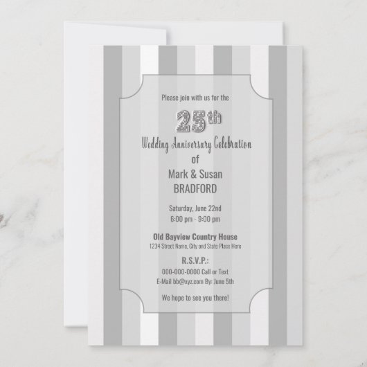 25th Wedding Jubileum Invitation, 3-Tier Cake Kaart (Achterkant)