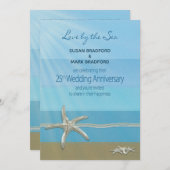 25th Wedding Jubileum Invitation, Ocean, Kaart (Voorkant / Achterkant)