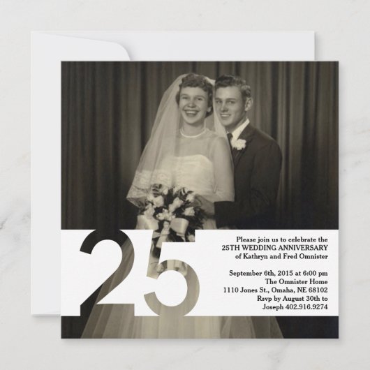25th Wedding Jubileum nodigt 5.25 x 5.25 uit Kaart (Voorkant)