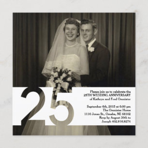 25th Wedding Jubileum nodigt 5.25 x 5.25 uit Kaart