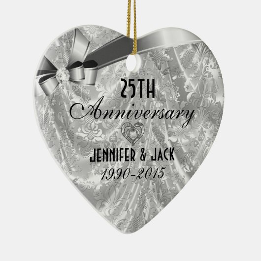 25th Wedding Jubileum Ornament 3 zwart en zilver (Rechts)