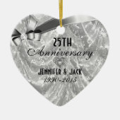 25th Wedding Jubileum Ornament 3 zwart en zilver (Voorkant)