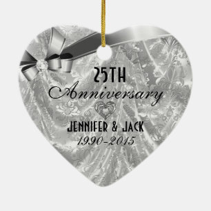 25th Wedding Jubileum Ornament 3 zwart en zilver