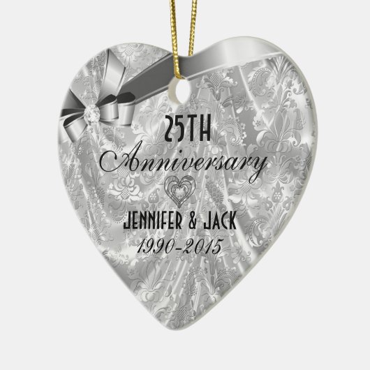 25th Wedding Jubileum Ornament 3 zwart en zilver (Links)