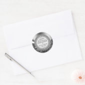 25th Wedding Jubileum Ornament Black & Silver Ronde Sticker (Envelop)