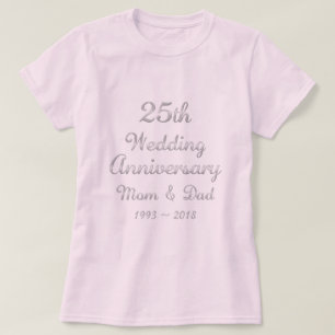 25th Wedding Jubileum Parents Silver Typografie T-shirt