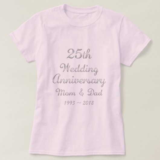 25th Wedding Jubileum Parents Silver Typografie T-shirt (Design voorkant)