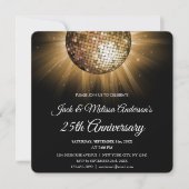 25th Wedding Jubileum Party Gold Disco Ball Kaart (Voorkant)
