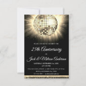 25th Wedding Jubileum Party Gold Disco Ball Kaart (Voorkant)