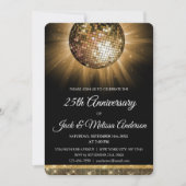25th Wedding Jubileum Party Gold Disco Ball Kaart (Voorkant)