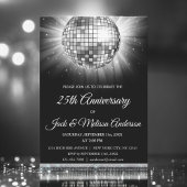 25th Wedding Jubileum Party Silver Disco Ball Kaart