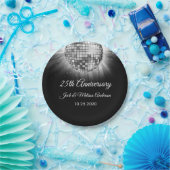 25th Wedding Jubileum Party Silver Disco Ball Papieren Bordje (Feest)