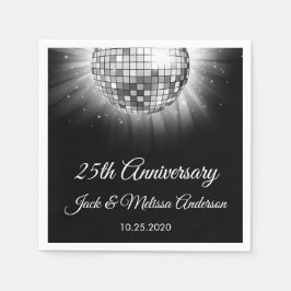 25th Wedding Jubileum Party Silver Disco Ball Servetten