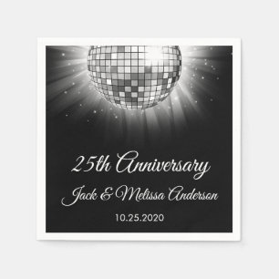 25th Wedding Jubileum Party Silver Disco Ball Servetten