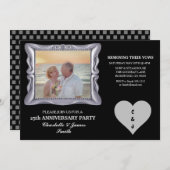 25th Wedding Jubileum Party Silver RSVP Card (Voorkant / Achterkant)