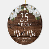25th Wedding Jubileum Personalized Woodgrain Keramisch Ornament (Links)