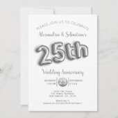 25th Wedding Jubileum Persoonlijk Faux Silver Kaart (Voorkant)