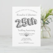 25th Wedding Jubileum Persoonlijk Faux Silver Kaart (Staand voorkant)