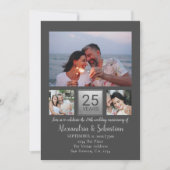 25th Wedding Jubileum Persoonlijk Gray Silver Kaart (Voorkant)