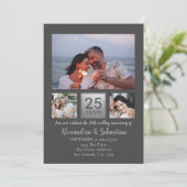 25th Wedding Jubileum Persoonlijk Gray Silver Kaart (Staand voorkant)