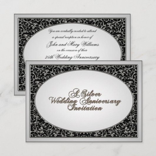 25th Wedding Jubileum RSVP Uitnodiging Kaart (Voorkant / Achterkant)