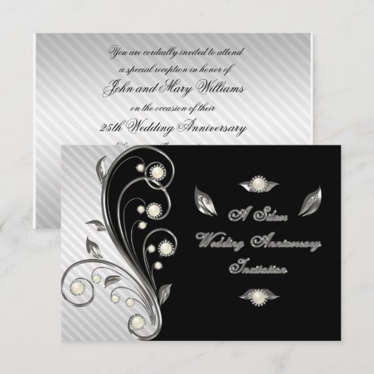 25th Wedding Jubileum RSVP Uitnodiging Kaart (Voorkant / Achterkant)