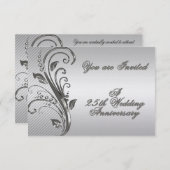 25th Wedding Jubileum RSVP Uitnodiging Kaart (Voorkant / Achterkant)