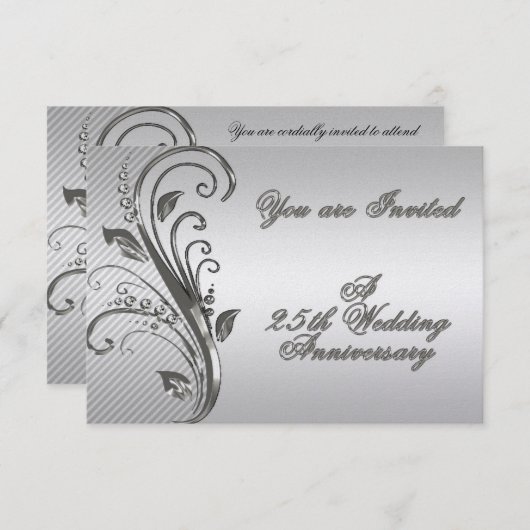 25th Wedding Jubileum RSVP Uitnodiging Kaart (Voorkant / Achterkant)